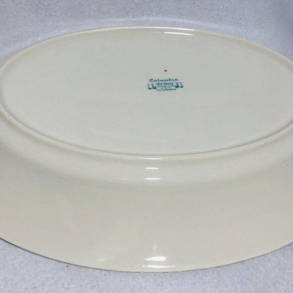 Vintage Columbia Syracuse Serving Tray Old Ivory 12" Oval Plate Platter Oval Big - Picture 6 of 9